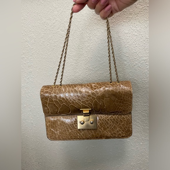 Saks Fifth Avenue Handbags - Vintage 70’s Saks Croc Embossed Patent Leather Shoulder Bag Evening Clutch